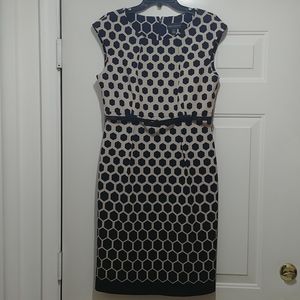 Connected Apparel Dress, size 12, navy blue/tan